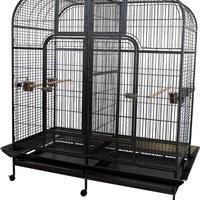 Voliera Pappagalli con Divisorio Estraibile, Nera