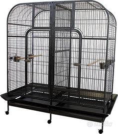 Voliera Pappagalli con Divisorio Estraibile, Nera