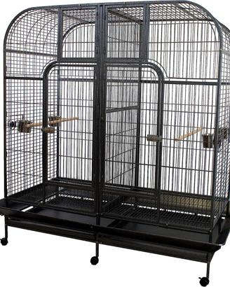 Voliera Pappagalli con Divisorio Estraibile, Nera