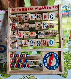 Gioco educativo in legno: alfabeto e numeri