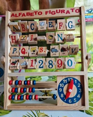 Gioco educativo in legno: alfabeto e numeri