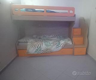 Cameretta con 3 lettini 3 materassi e scala con gr
