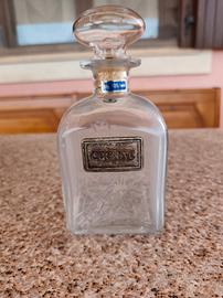 Bottiglia Cognac in cristallo e placca in argento