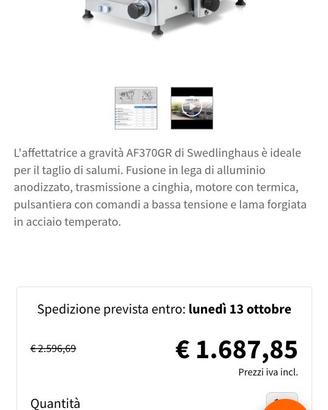 Affettatrice Swedlinghaus modello af370gr