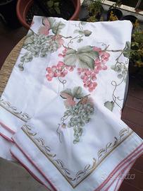 Set Tavola 12 Persone Cotone - Motivo Uva (Nuovo)