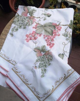 Set Tavola 12 Persone Cotone - Motivo Uva (Nuovo)