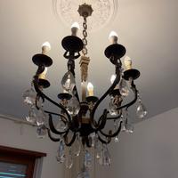 lampadario con pendenti a abat-jour in ferro