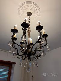 lampadario con pendenti a abat-jour in ferro