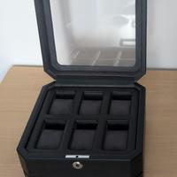 Scatola porta orologi 6 scomparti in pelle nera