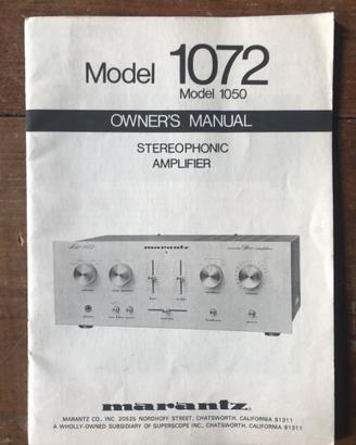 Manuale istruzioni Marantz. modello 1050