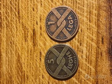 monete vintage 1 lega e 5 leghe 1992