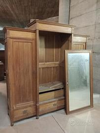 Armadio antico legno con anta a specchio fine 800