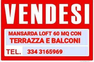 Mansarda loft appartamento con terrazza e balconi