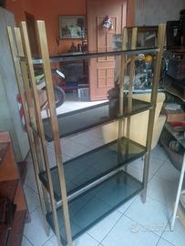 etagere vintage anni 70 metallo e vetro 