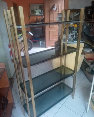 etagere vintage anni 70 metallo e vetro 