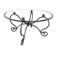 Tavolino Salotto in Ferro Battuto e Cristallo