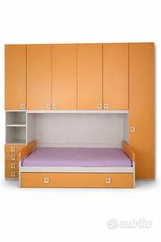 cameretta completa con armadio a ponte e letto