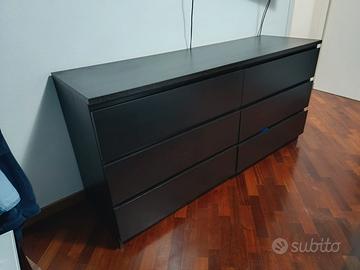 Malm cassettiera comó e 2 comodini marrone
