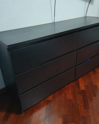 Malm cassettiera comó e 2 comodini marrone