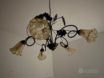 2 lampadari più 1 bajour in ferro battuto