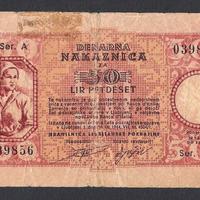 Biglietto 50 lire occupazione Slovenia 1944