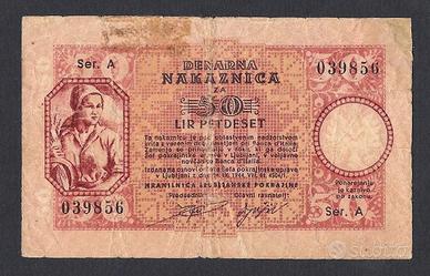 Biglietto 50 lire occupazione Slovenia 1944