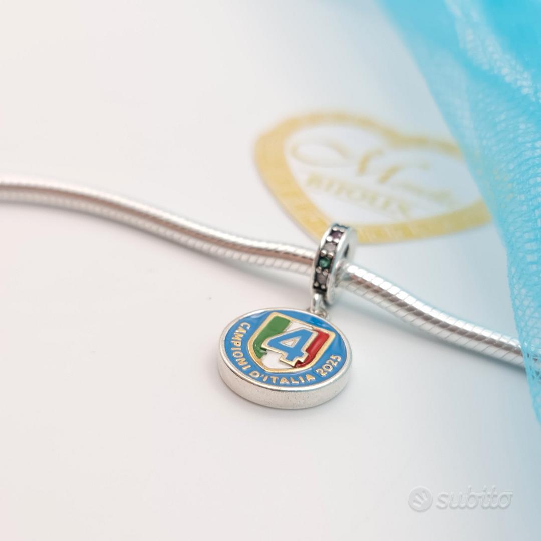 clorophilla. Bracciale Napoli 3 Scudetto Regolabile in Pietre e Acciaio