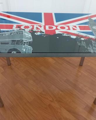 Tavolo / scrivania in vetro temperato tema londra