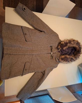 Cappotto bambina grigio con cappuccio