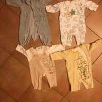 n° 4 tutine bimbo 0-3 mesi senza piedini