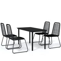 Set Mobili da Pranzo per Giardino 5 pz Nero