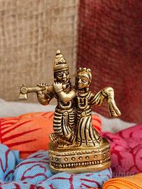 Radha e Krishna in ottone – statuetta sacra induis