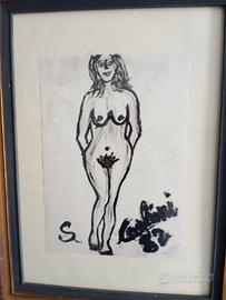 nudo del Caglioni olio su carta