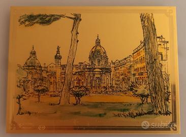 SERIGRAFIA LAMINATA IN ORO DI MAURO ZIROLI, 8x10cm