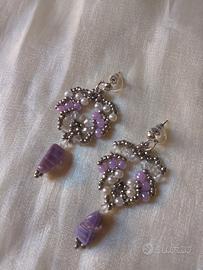 Orecchini Viola a Foglia pietre di resina pendenti