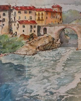 Ivrea. Canavese. ponte vecchio. Acquerello