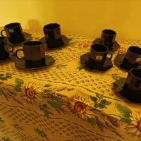 Servizio Arcoroc vetro nero esagonale anni '80