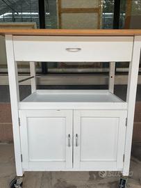 Carrello da cucina con piano in legno
