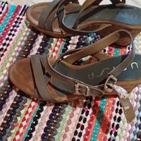 sandali in pelle plateau in sughero 