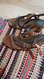 sandali in pelle plateau in sughero 