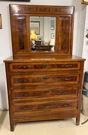 CASSETTIERA COMO' IN LEGNO CON SPECCHIO INIZI DEL