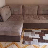 Divano Angolare ad Isola con Pouf Contenitore 