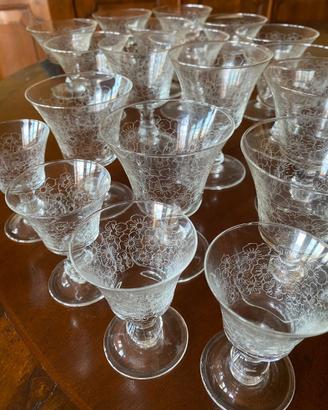 Set calici/coppe dessert vetro inciso vintage
