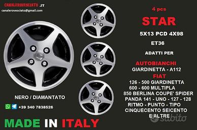 CERCHI LEGA 13 fiat STAR NERO DIAMANTE 5X13 4x98