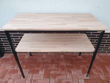 Banco da lavoro in ferro  con ripiani  in legno 