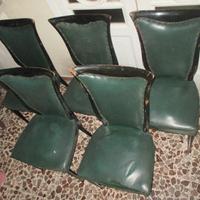 N.5sedie in massell e pelle vintage anni40(tot E50