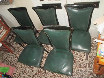 N.5sedie in massell e pelle vintage anni40(tot E50