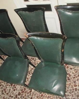 N.5sedie in massell e pelle vintage anni40(tot E30