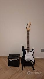 Chitarra elettrica con amplificatore e custodia