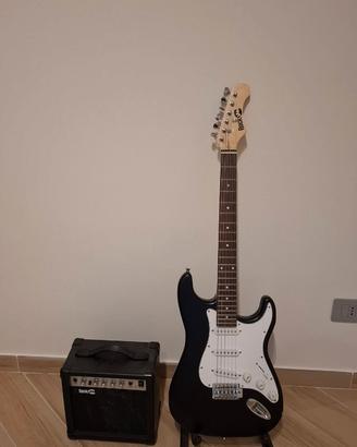 Chitarra elettrica con amplificatore e custodia